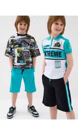 Шорты трикотажные для мальчиков, 2 шт в комплекте black, turquoise