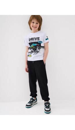 Комплект трикотажный для мальчиков: фуфайка (футболка), брюки white, black