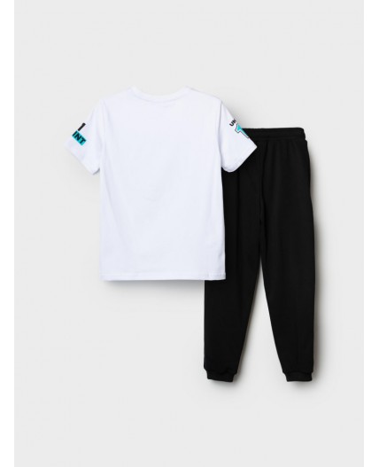 Комплект трикотажный для мальчиков: фуфайка (футболка), брюки white, black