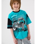 Фуфайка трикотажная для мальчиков (футболка) black, turquoise