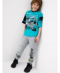 Фуфайка трикотажная для мальчиков (футболка) black, turquoise