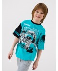 Фуфайка трикотажная для мальчиков (футболка) black, turquoise