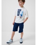 Комплект трикотажный для мальчиков: фуфайка (футболка), шорты white, dark blue