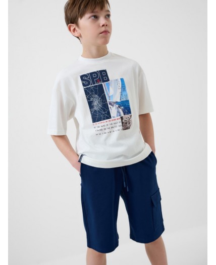 Комплект трикотажный для мальчиков: фуфайка (футболка), шорты white, dark blue
