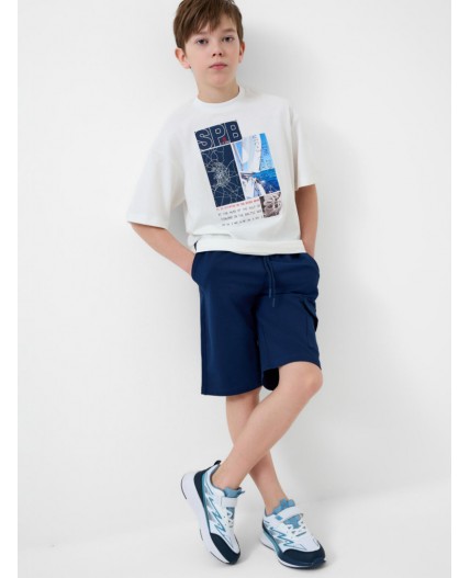 Комплект трикотажный для мальчиков: фуфайка (футболка), шорты white, dark blue