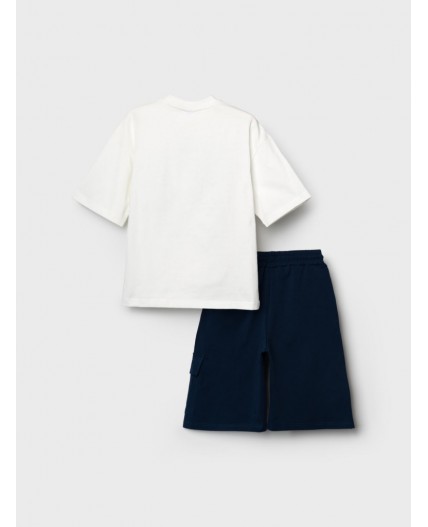 Комплект трикотажный для мальчиков: фуфайка (футболка), шорты white, dark blue