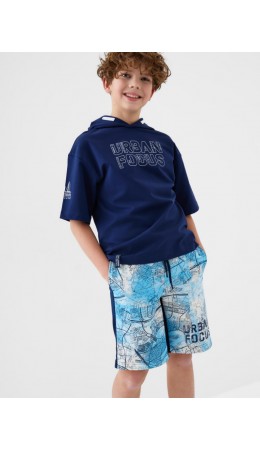 Шорты трикотажные для мальчиков dark blue, white, light blue