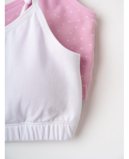 Топ трикотажный для девочек, 2 шт в комплекте white, pink, pale pink