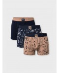 Трусы трикотажные для мальчиков - боксеры, 3 шт в комплекте dark blue, white, beige