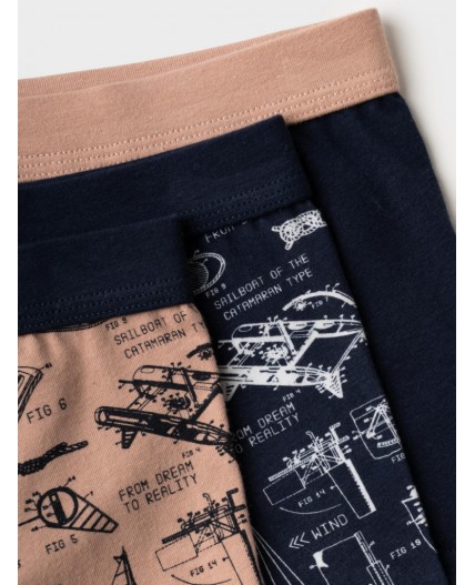 Трусы трикотажные для мальчиков - боксеры, 3 шт в комплекте dark blue, white, beige