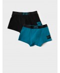 Трусы трикотажные для мальчиков - боксеры, 2 шт в комплекте black, turquoise