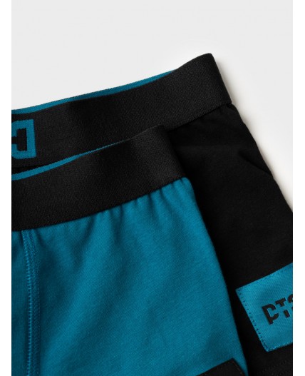 Трусы трикотажные для мальчиков - боксеры, 2 шт в комплекте black, turquoise