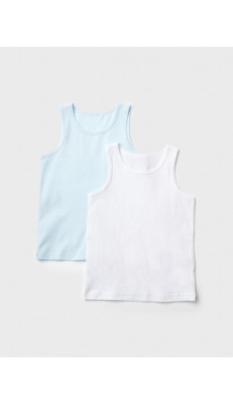 Майка трикотажная для мальчиков, 2 шт в комплекте white, light blue