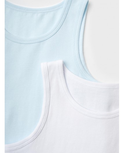 Майка трикотажная для мальчиков, 2 шт в комплекте white, light blue