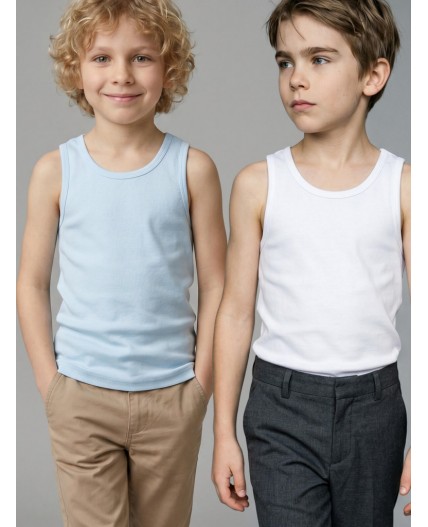 Майка трикотажная для мальчиков, 2 шт в комплекте white, light blue