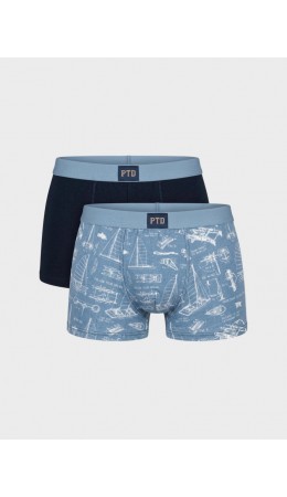 Трусы трикотажные для мальчиков - боксеры, 2 шт в комплекте light blue, dark blue, white