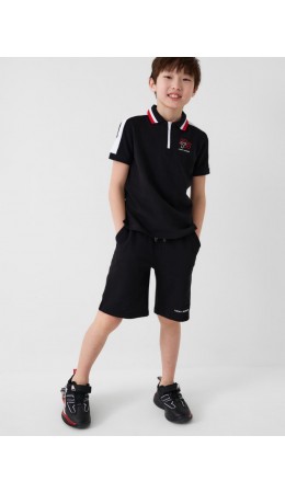 Комплект трикотажный для мальчиков: джемпер с воротником поло, шорты черный