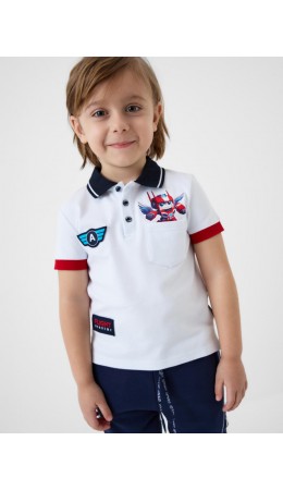 Джемпер трикотажный с воротником поло для мальчиков white