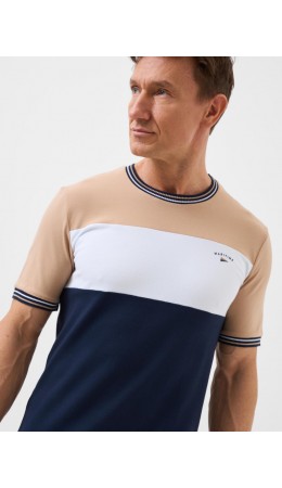 Фуфайка трикотажная для мужчин (футболка) white, dark blue, beige