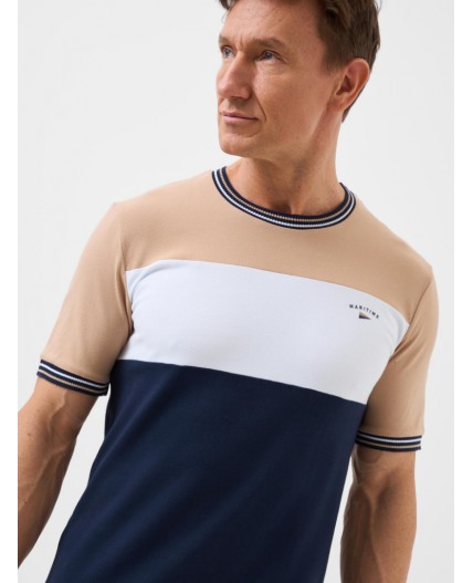 Фуфайка трикотажная для мужчин (футболка) white, dark blue, beige