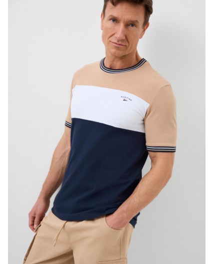 Фуфайка трикотажная для мужчин (футболка) white, dark blue, beige