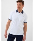 Джемпер трикотажный с воротником поло для мужчин white, dark blue