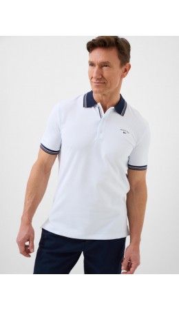 Джемпер трикотажный с воротником поло для мужчин white, dark blue