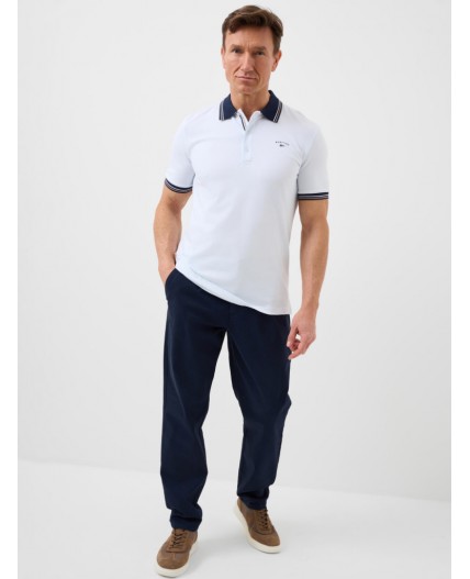 Джемпер трикотажный с воротником поло для мужчин white, dark blue