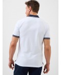 Джемпер трикотажный с воротником поло для мужчин white, dark blue