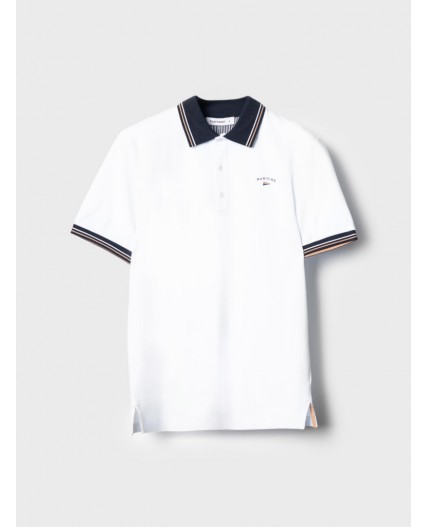 Джемпер трикотажный с воротником поло для мужчин white, dark blue