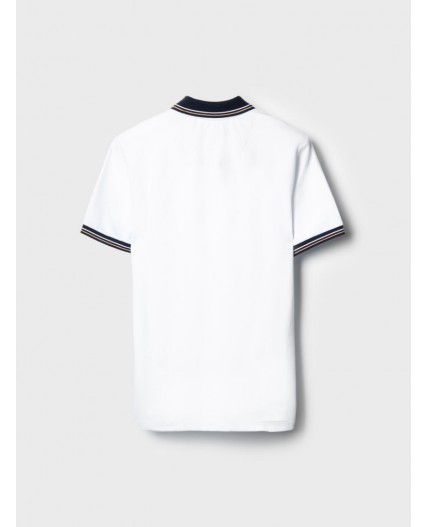 Джемпер трикотажный с воротником поло для мужчин white, dark blue