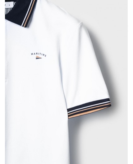 Джемпер трикотажный с воротником поло для мужчин white, dark blue