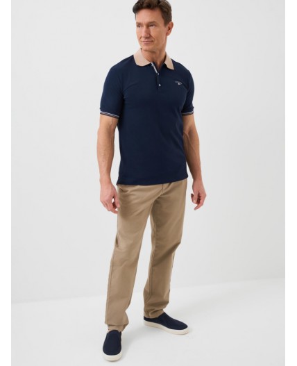 Джемпер трикотажный с воротником поло для мужчин dark blue, white