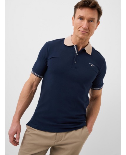 Джемпер трикотажный с воротником поло для мужчин dark blue, white