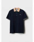 Джемпер трикотажный с воротником поло для мужчин dark blue, white