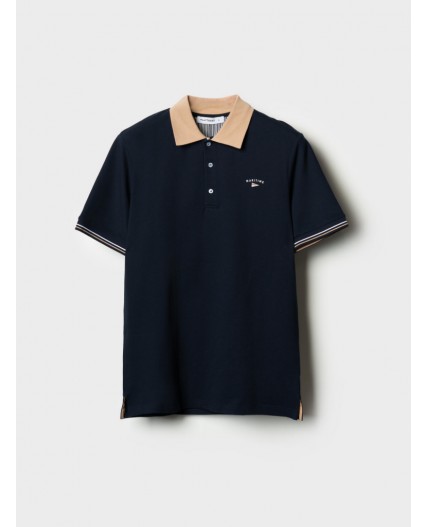 Джемпер трикотажный с воротником поло для мужчин dark blue, white