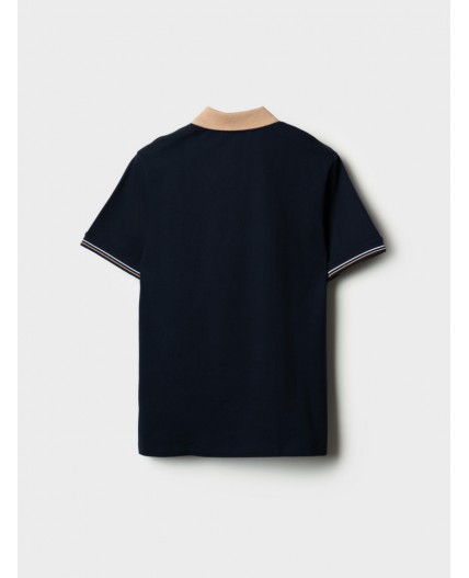 Джемпер трикотажный с воротником поло для мужчин dark blue, white