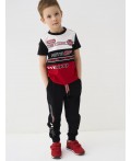Комплект трикотажный для мальчиков: фуфайка (футболка), брюки black, white, red