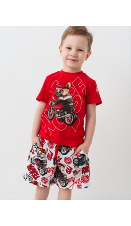 Комплект трикотажный для мальчиков: фуфайка (футболка), шорты red, white, black