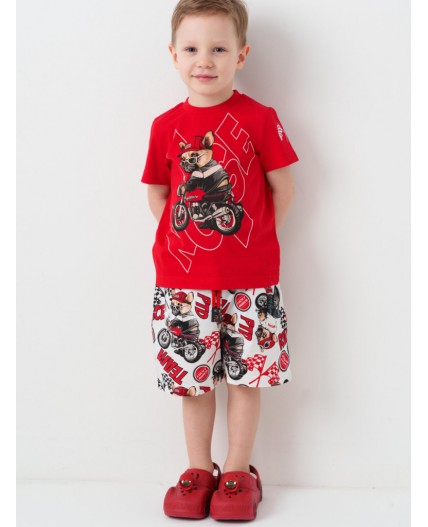 Комплект трикотажный для мальчиков: фуфайка (футболка), шорты red, white, black