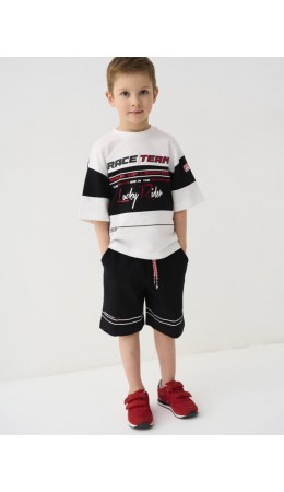 Комплект трикотажный для мальчиков: фуфайка (футболка), шорты black, white