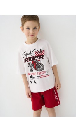 Комплект трикотажный для мальчиков: фуфайка (футболка), шорты white, red