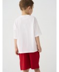 Комплект трикотажный для мальчиков: фуфайка (футболка), шорты white, red