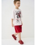 Комплект трикотажный для мальчиков: фуфайка (футболка), шорты white, red