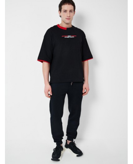Фуфайка трикотажная для мужчин (футболка) black, red