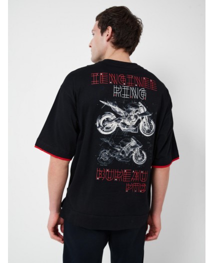 Фуфайка трикотажная для мужчин (футболка) black, red
