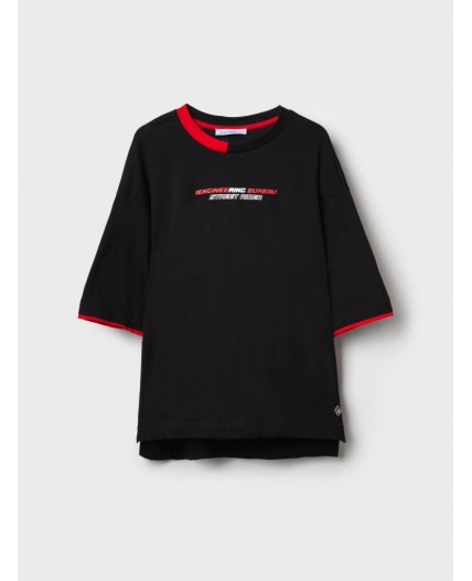 Фуфайка трикотажная для мужчин (футболка) black, red