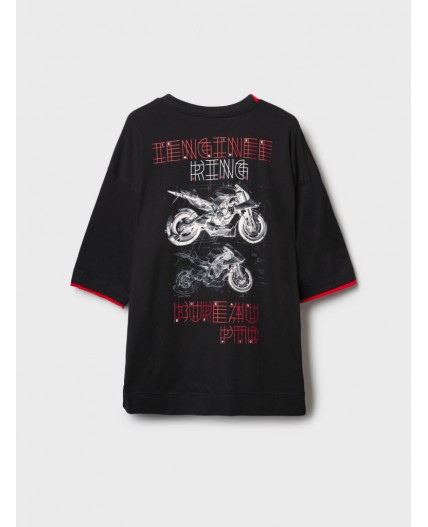 Фуфайка трикотажная для мужчин (футболка) black, red
