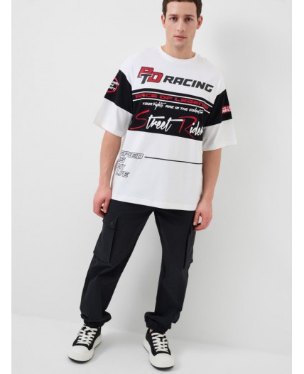 Фуфайка трикотажная для мужчин (футболка) white, black