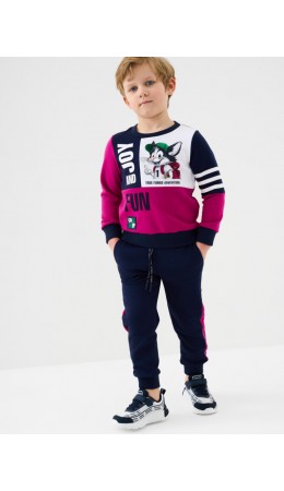 Комплект текстильный для мальчиков: брюки, толстовка white, crimson, dark blue